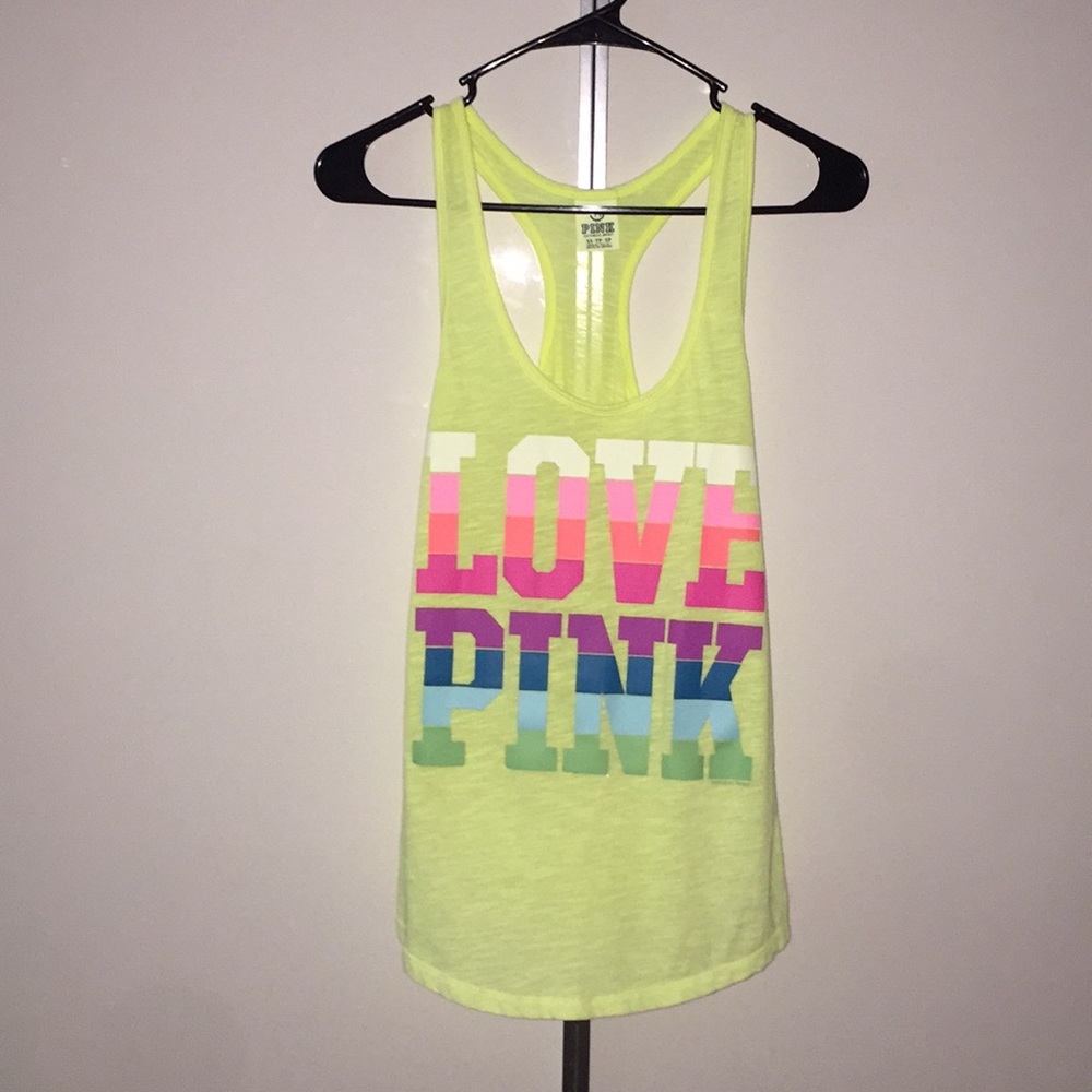 Pink Victoria secret yellow tank top size xs